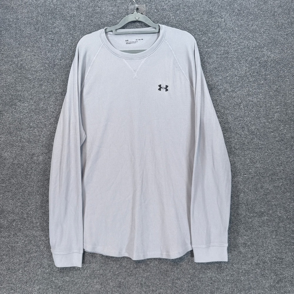 Under Armour Shirt Mens XL Gray Long Sleeve Thermal Waffle Knit Pullover Tshirt